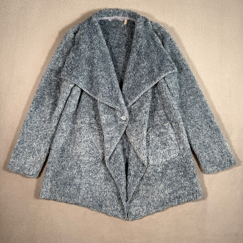 Hugs from Soft Surroundings Cardigan Womens Large Blue Hug Me Fuzzy Sweater